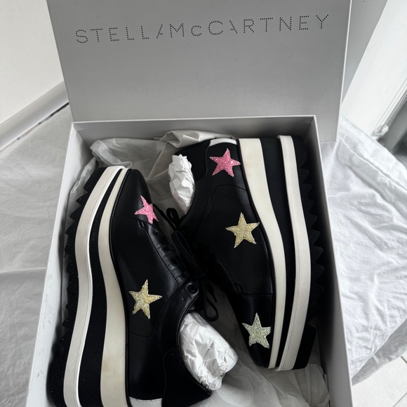Stella McCartney Elyse Stars Black Platform Sneakers 38.5 - New Never Worn - Picture 8 of 8